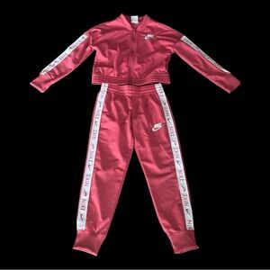 Girls Nike Pink and White Tracksuit Set Size Small